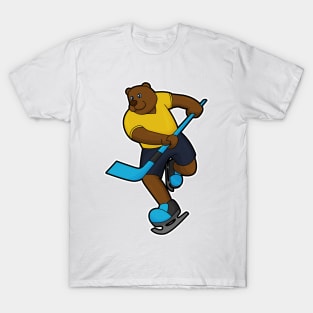 Bear at Ice hockey with Ice hockey stick T-Shirt